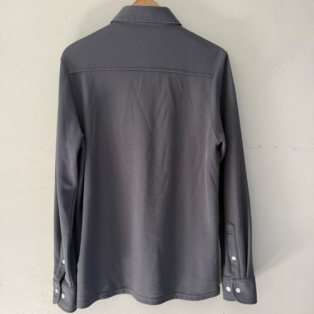 Criquet Mens Long Sleeve Pima Cotton Pique Polo Shirt Gray Size Small - Picture 3 of 8